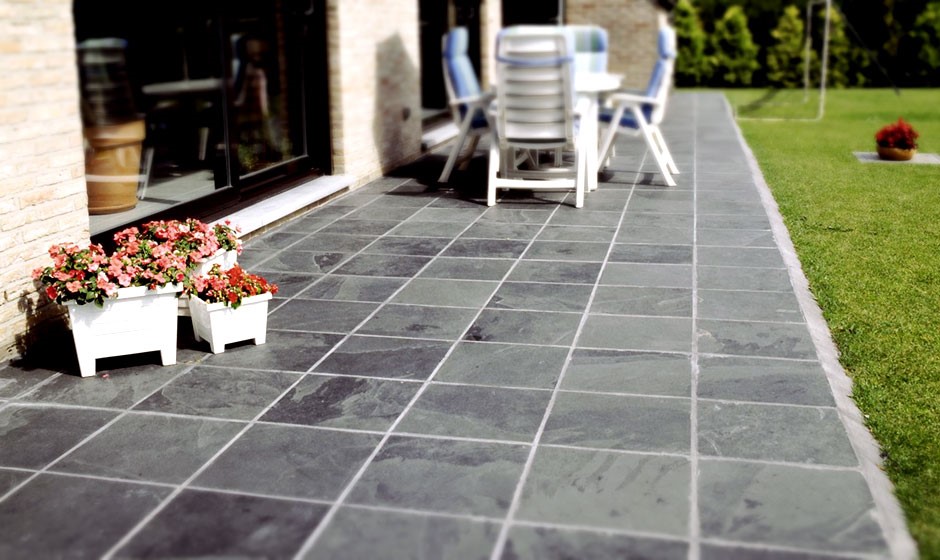 Red Lusorochas grey slate external tiles by Lusorochas